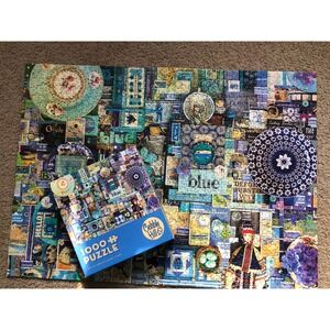 Cobble Hill Blue Jigsaw Puzzle 1000 Piece Complete